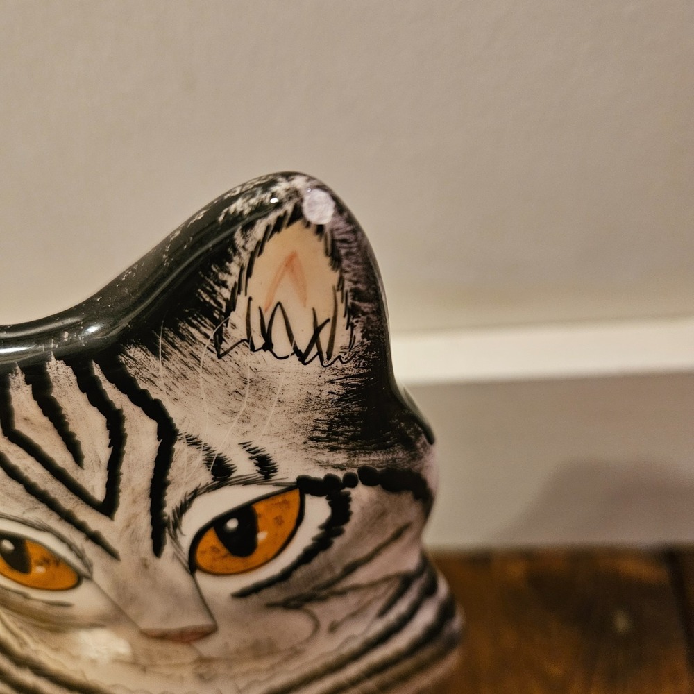 VINTAGE‎ Nina Lyman Black White Cat Tall Ceramic Vase 11" 2001 - Picture 6 of 12
